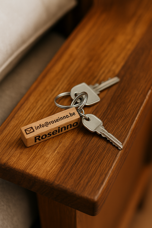 Stijlvolle houten sleutelhanger – personaliseerbaar in 3 houtsoorten