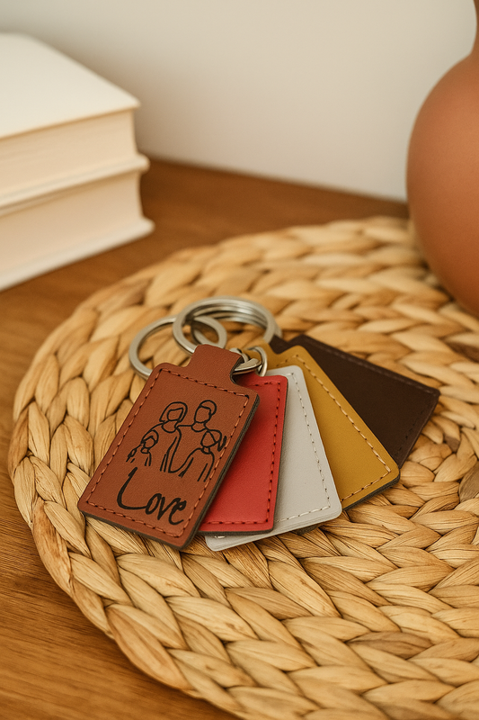 Gepersonaliseerde sleutelhanger in kunstleder – stijlvol & veelzijdig