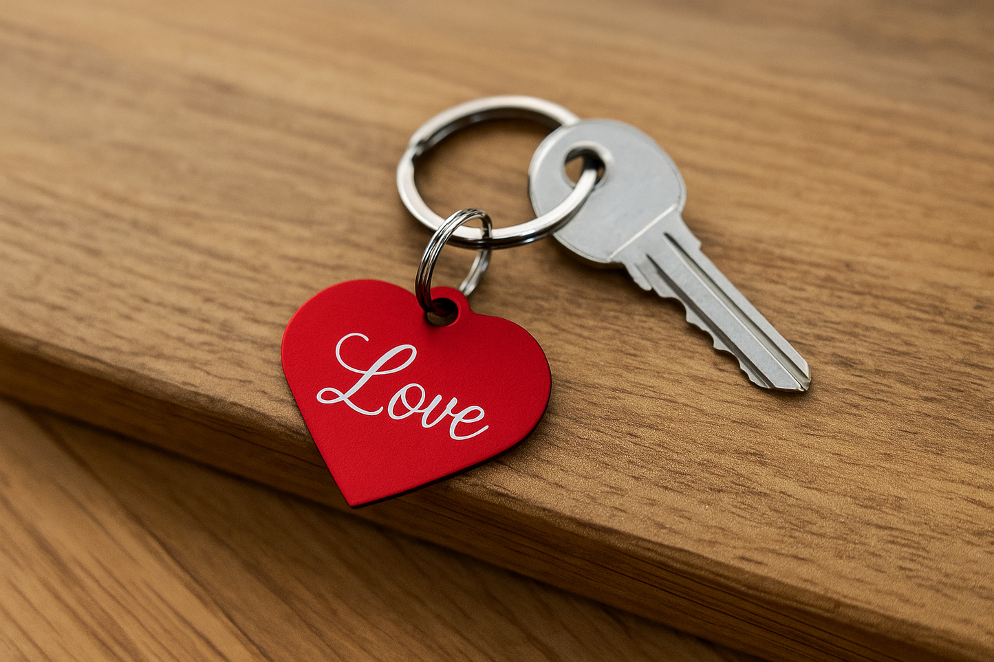 Gepersonaliseerde hartvormige sleutelhanger – geanodiseerd aluminium